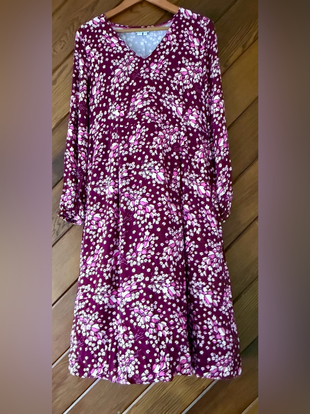Boden Pink and Burgundy Floral Knit Top